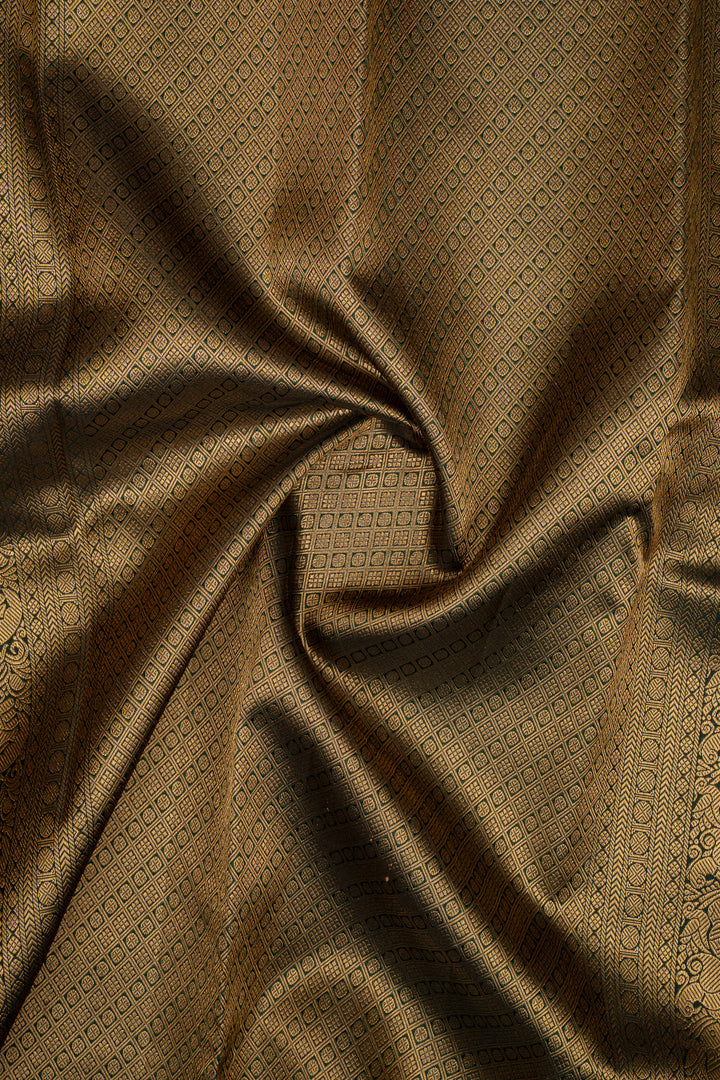 Bottle Green Brocade Pure Kanchipuram Silk Saree