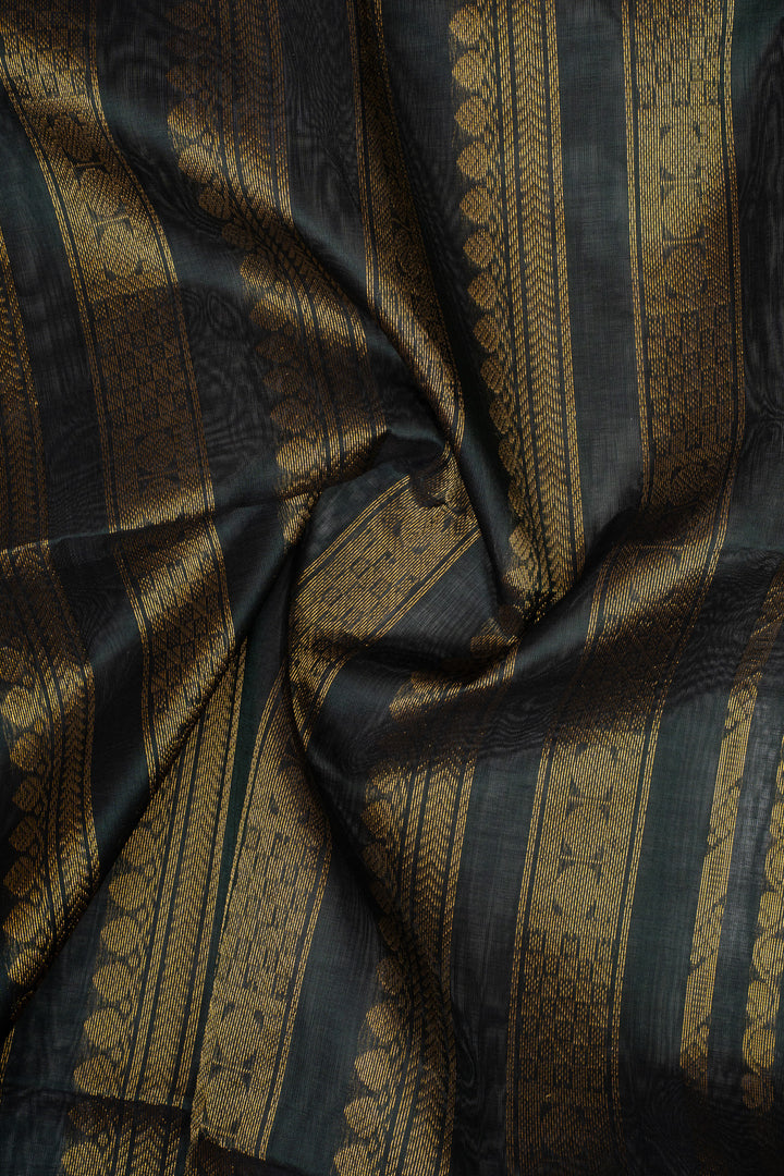 Yellow and Pink Multi Stripes Pure Silk Cotton Saree