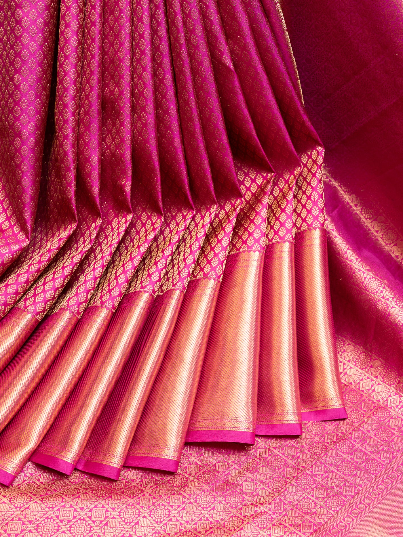 Magenta Pink Brocade Pure Kanchipuram Silk Saree