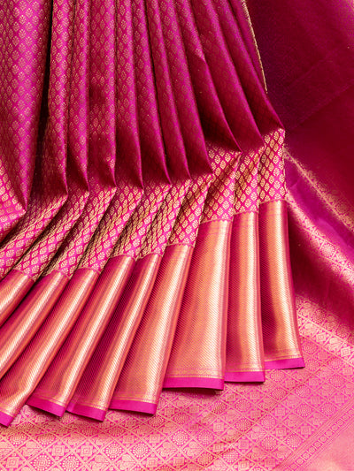 Magenta Pink Brocade Pure Kanchipuram Silk Saree