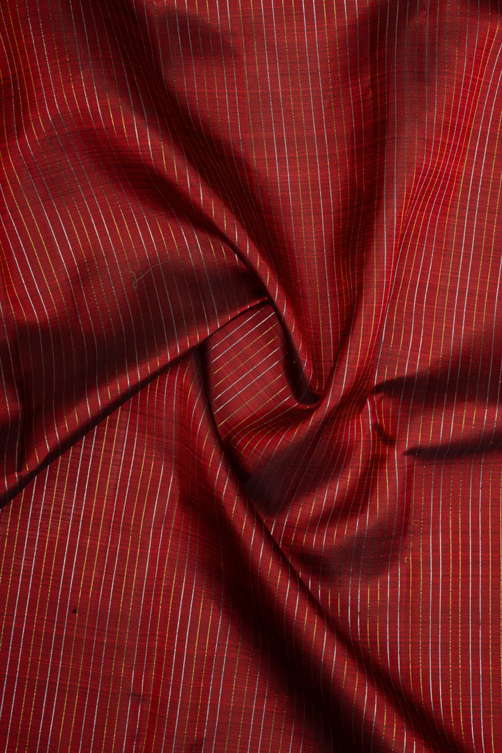 Maroon plus veldhari checks red rettai pettu pure kanchipuram silk saree