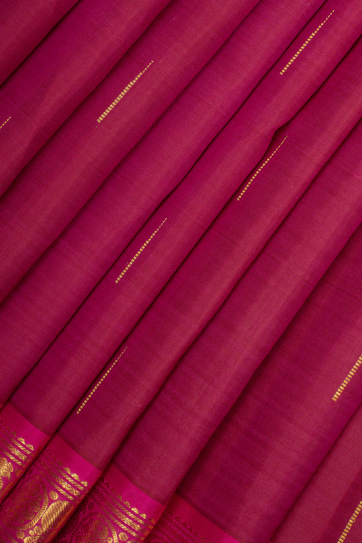 Rani Pink Malli Maggi Small Border Pure Kanchipuram Silk Saree