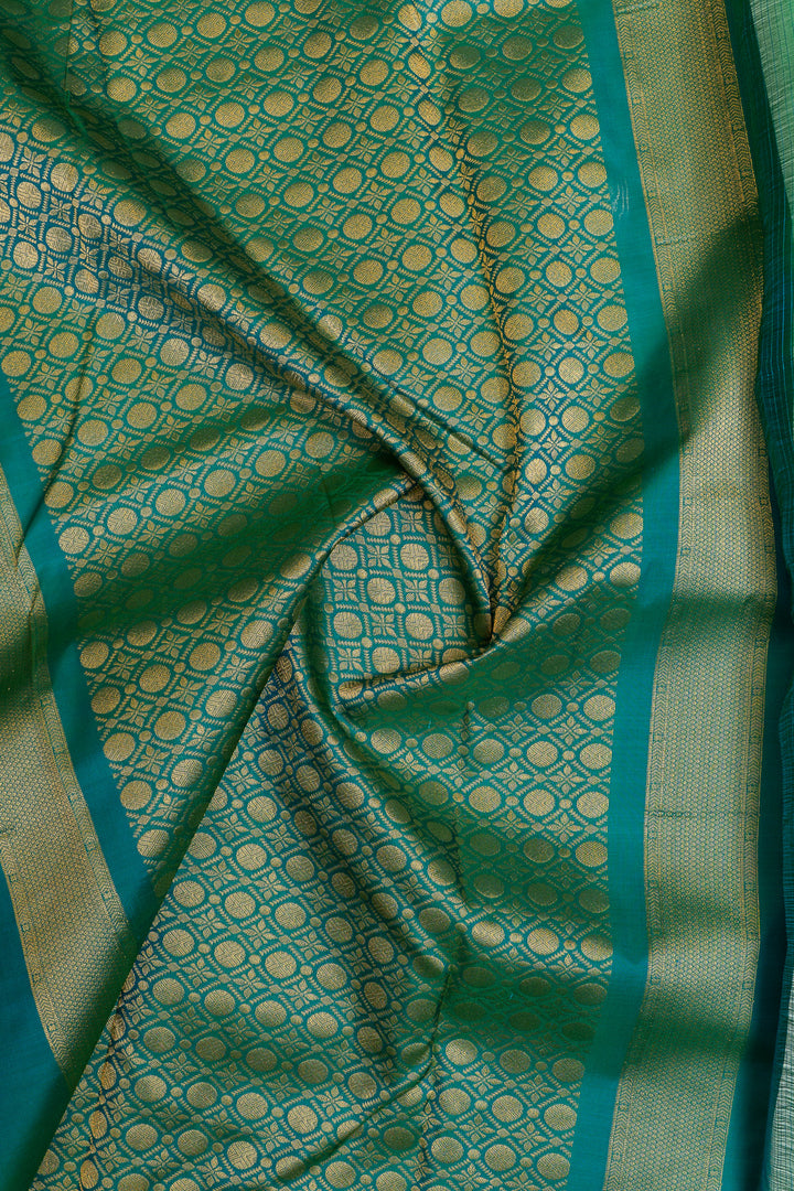 Peacock blue traditional pure Kanchipuram silk saree