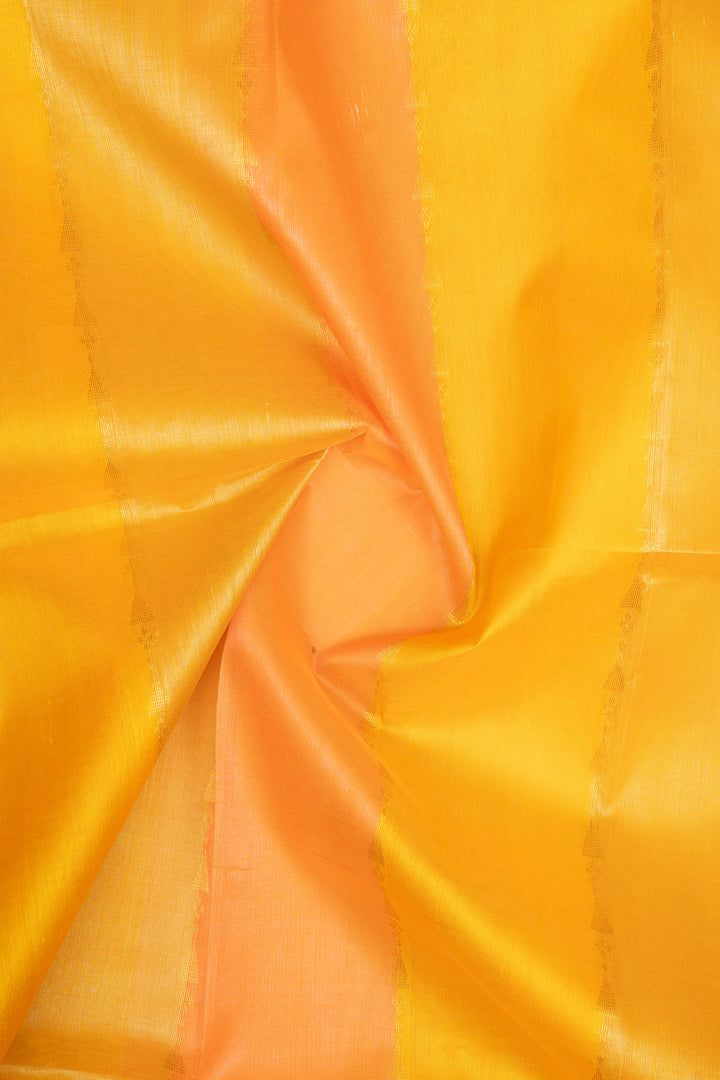 Yellow and Pink Multi Stripes Pure Silk Cotton Saree