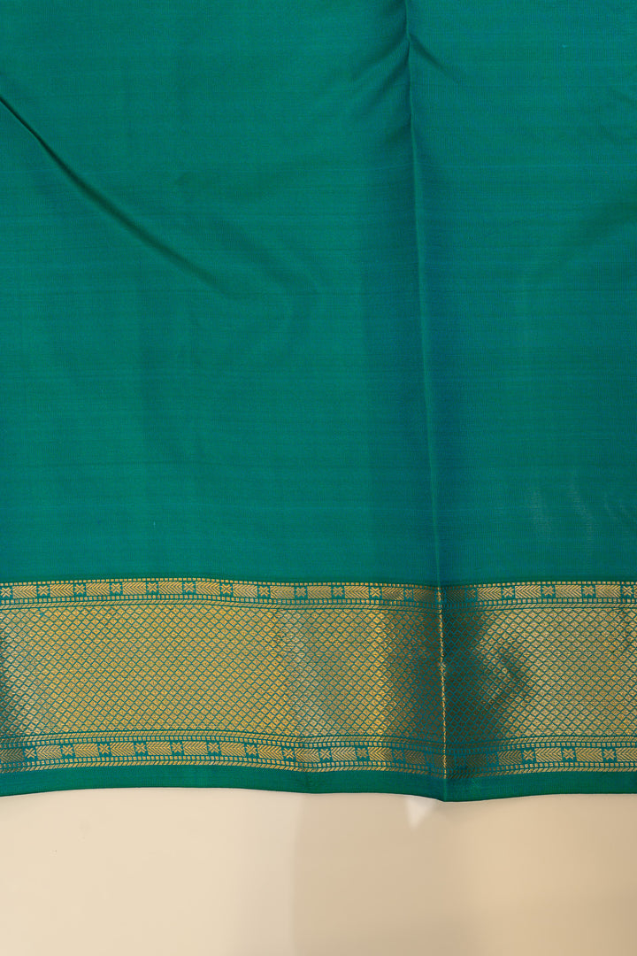 Peacock blue traditional pure Kanchipuram silk saree