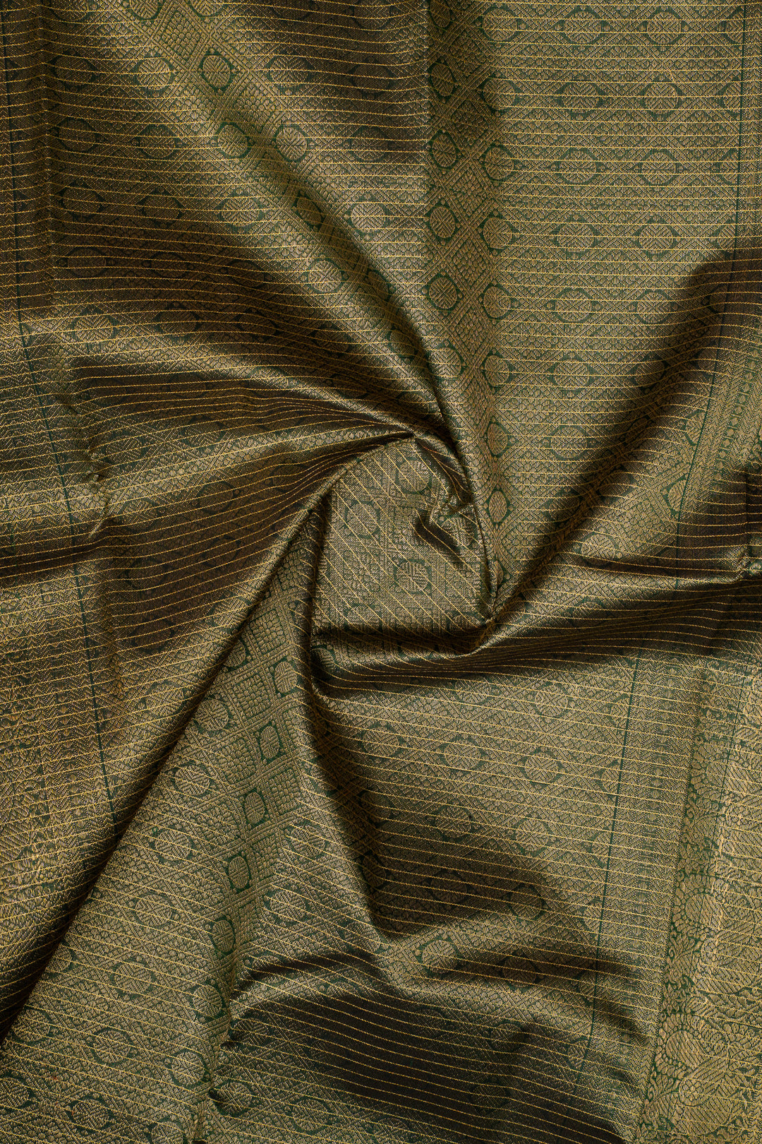 Reddish orange and green Zari checks pure kanchipuram silk saree
