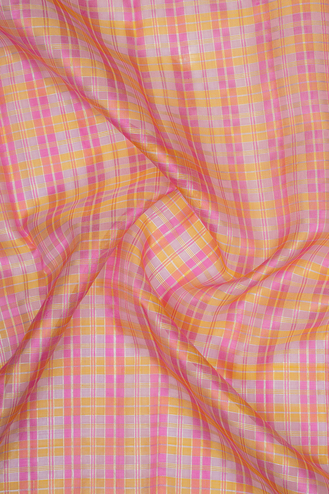 Pink Zari Checks Pure Kanchipuram Silk Saree