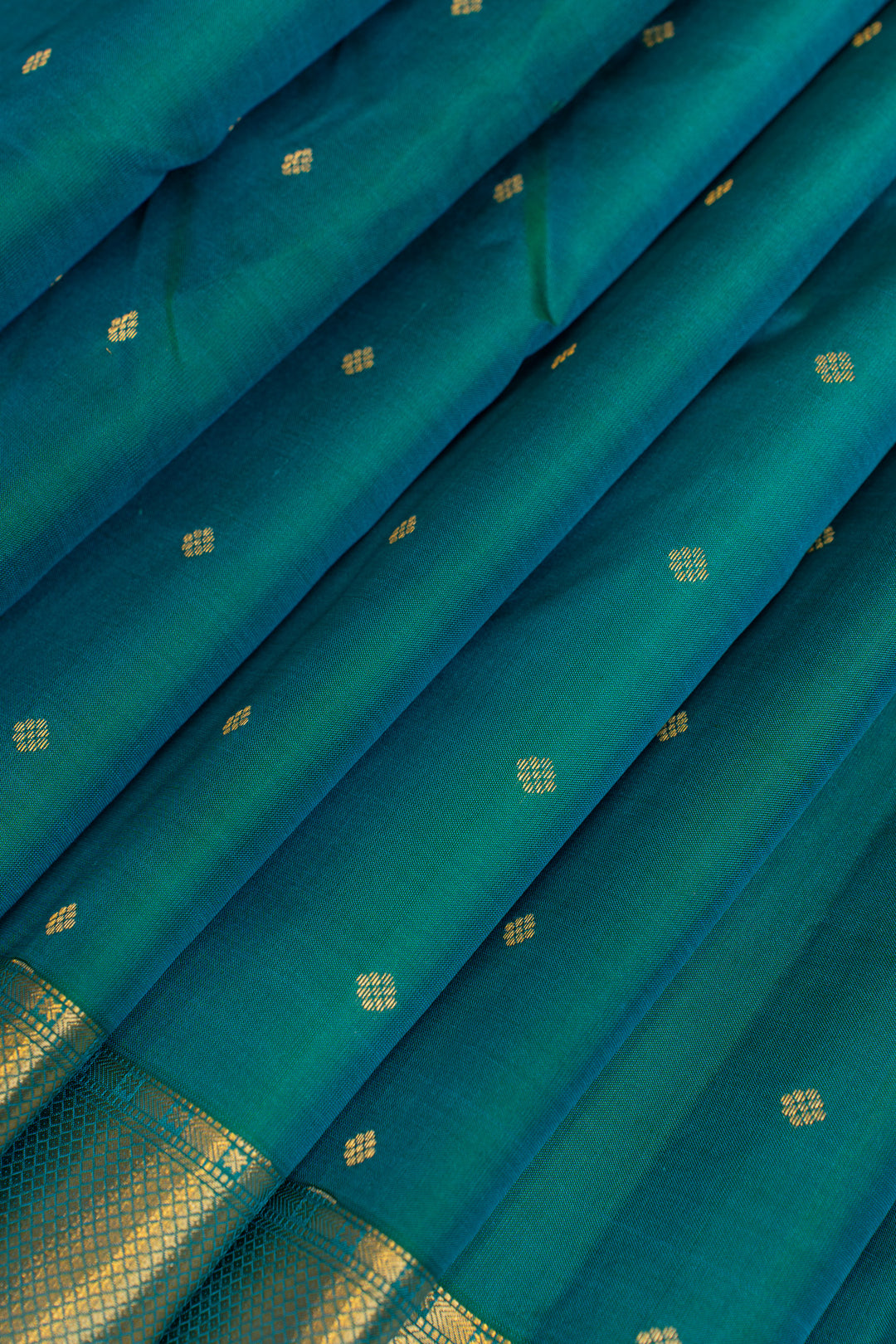 Peacock blue traditional pure Kanchipuram silk saree