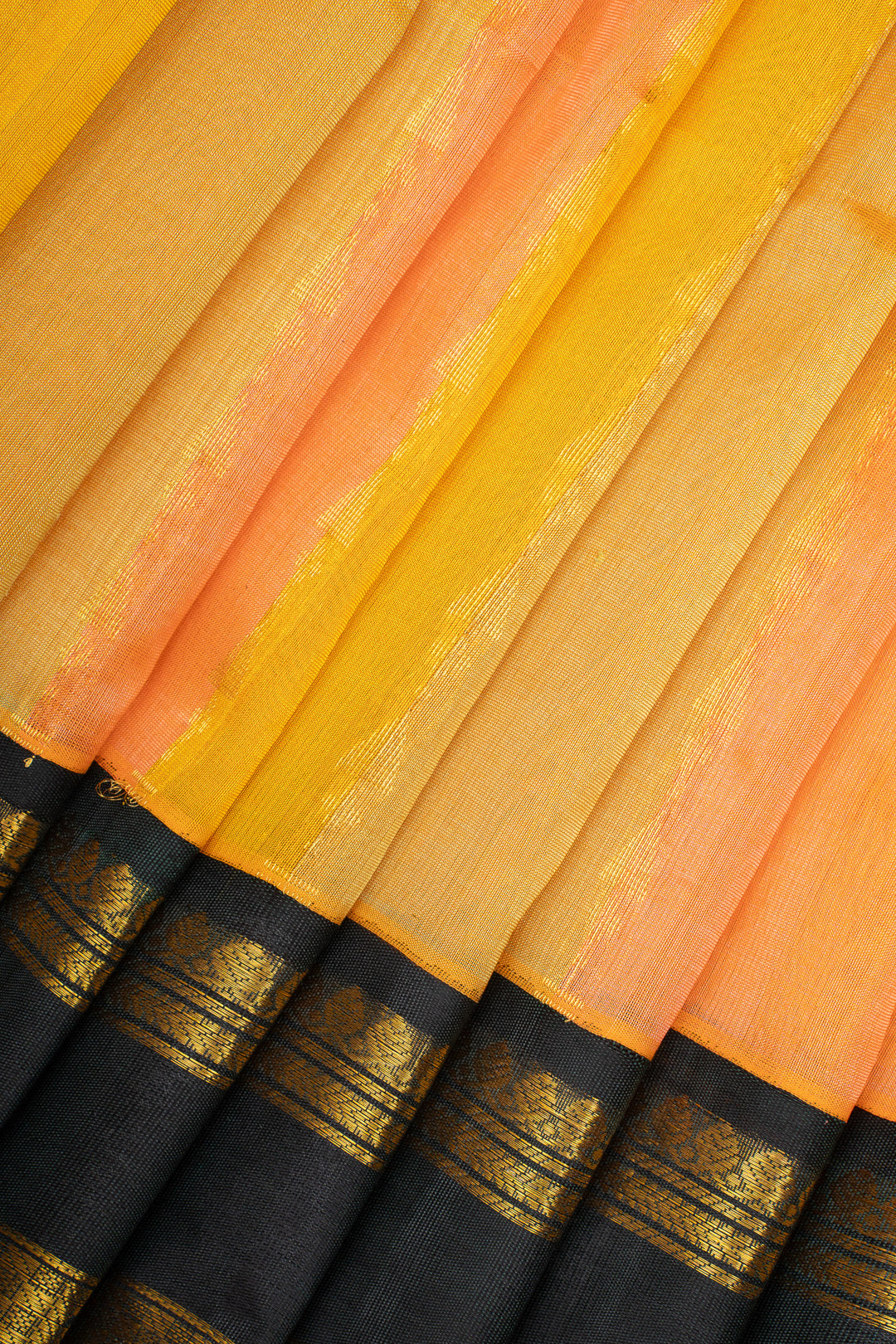 Yellow and Pink Multi Stripes Pure Silk Cotton Saree