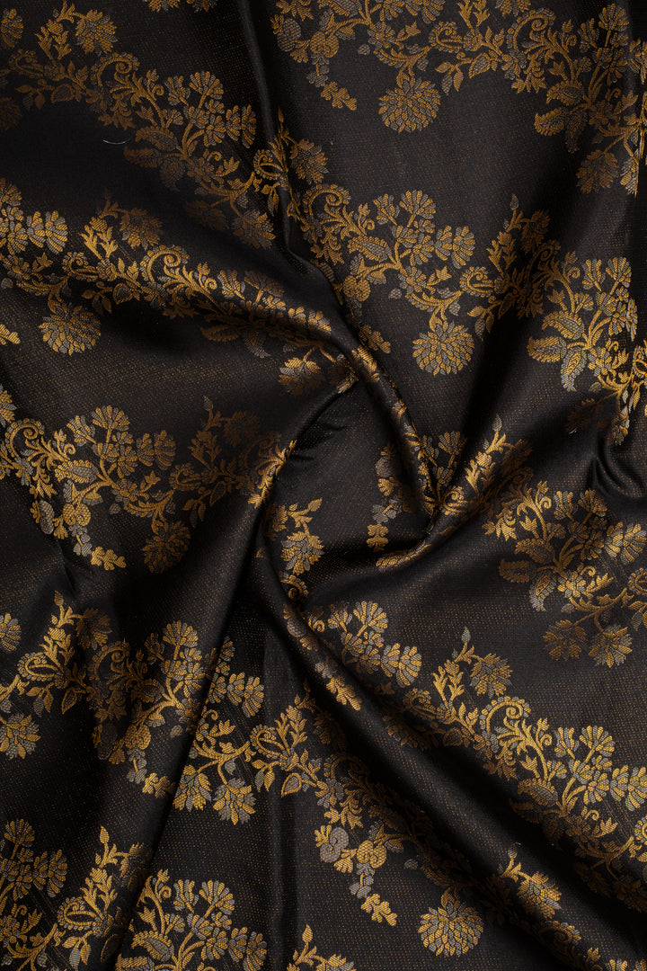 Black and Gold Designer Pure Kanchipuram Silk Saree