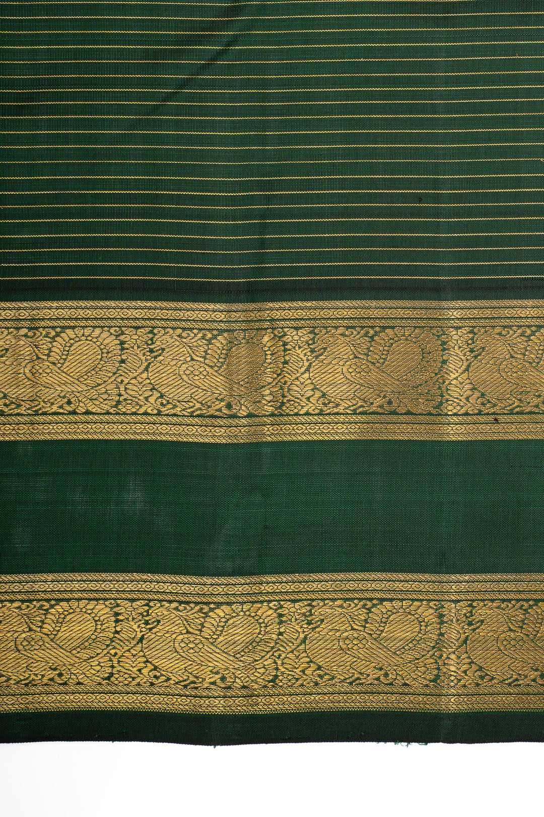 Reddish orange and green Zari checks pure kanchipuram silk saree