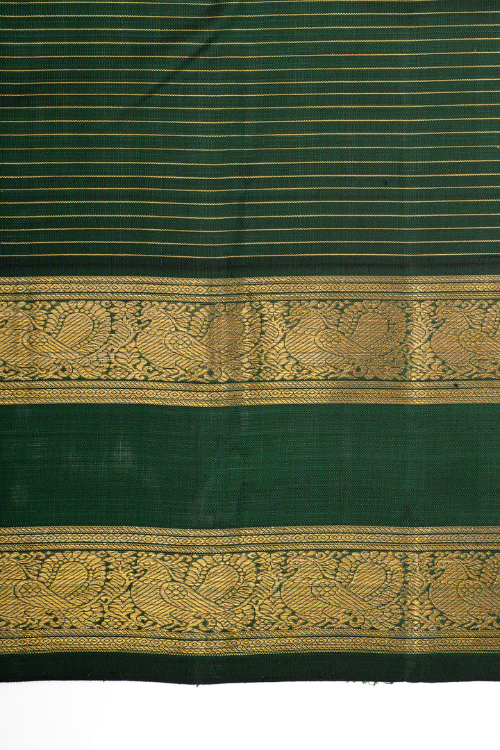 Reddish orange and green Zari checks pure kanchipuram silk saree