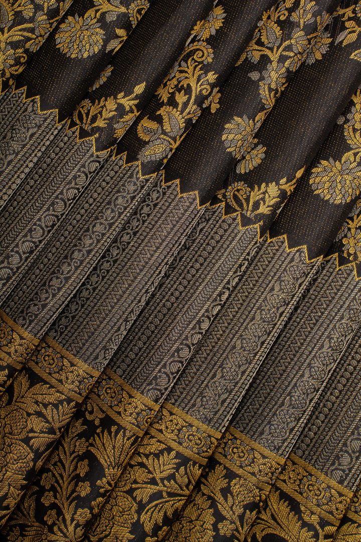 Black and Gold Designer Pure Kanchipuram Silk Saree