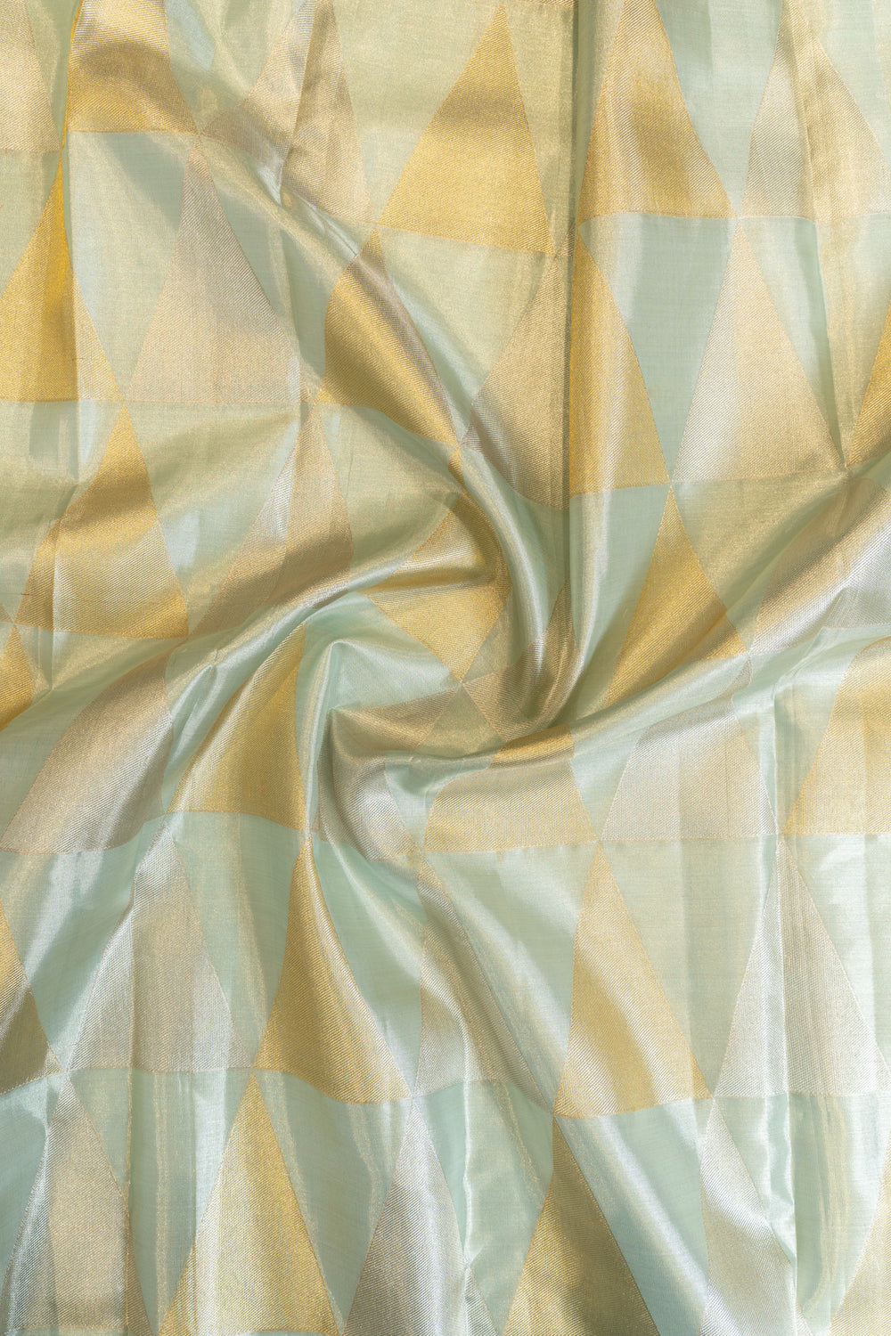 Pastel blue geometric tissue Kanchipuram silk saree
