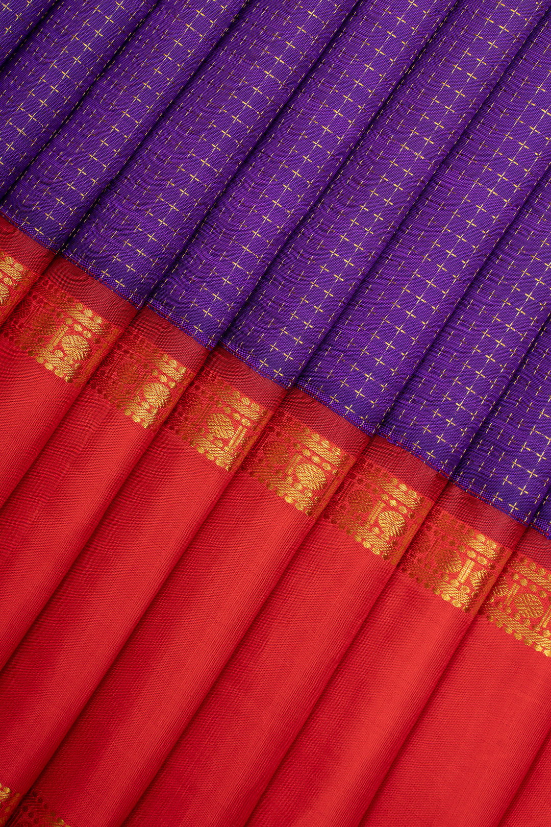 Purple and Red Plus Veldhari Pure Kanchipuram Silk Saree