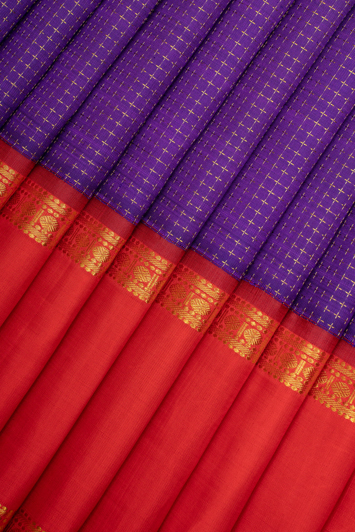 Purple and Red Plus Veldhari Pure Kanchipuram Silk Saree