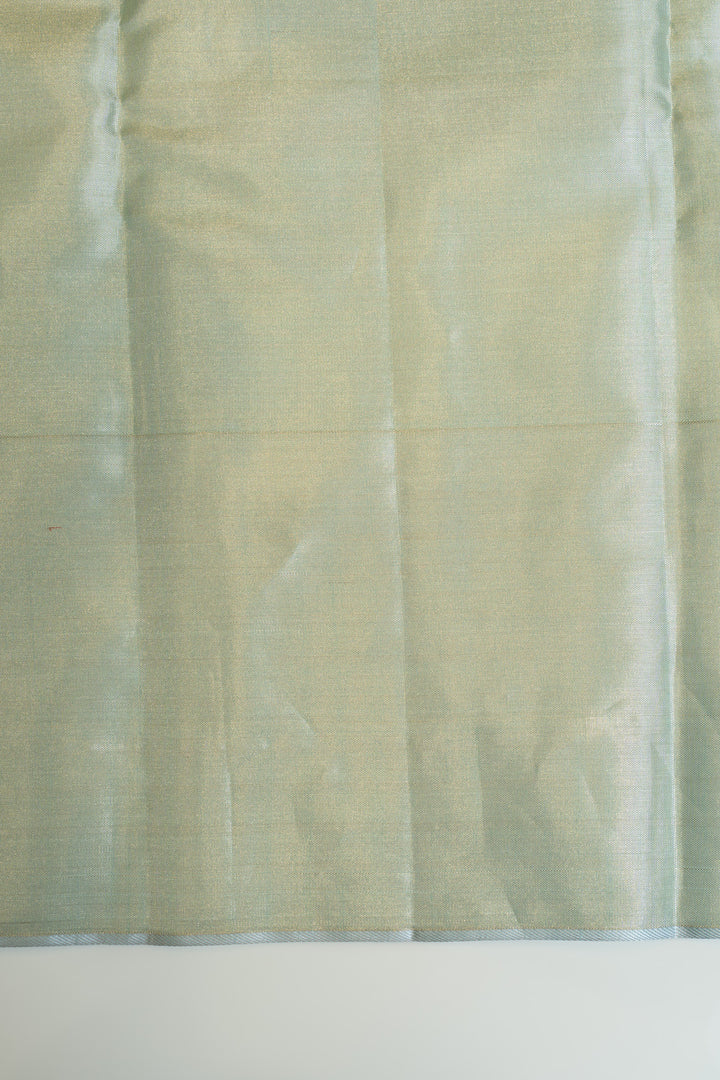 Pastel blue geometric tissue Kanchipuram silk saree
