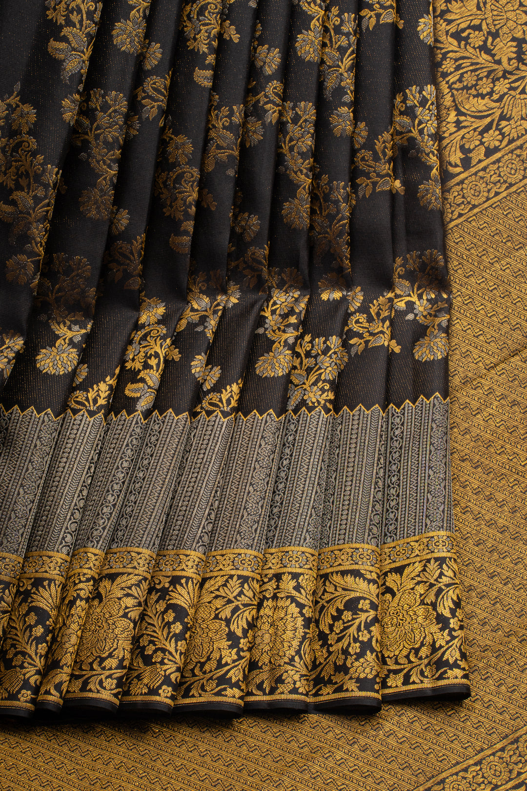 Black and Gold Designer Pure Kanchipuram Silk Saree