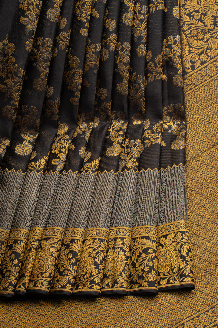 Black and Gold Designer Pure Kanchipuram Silk Saree
