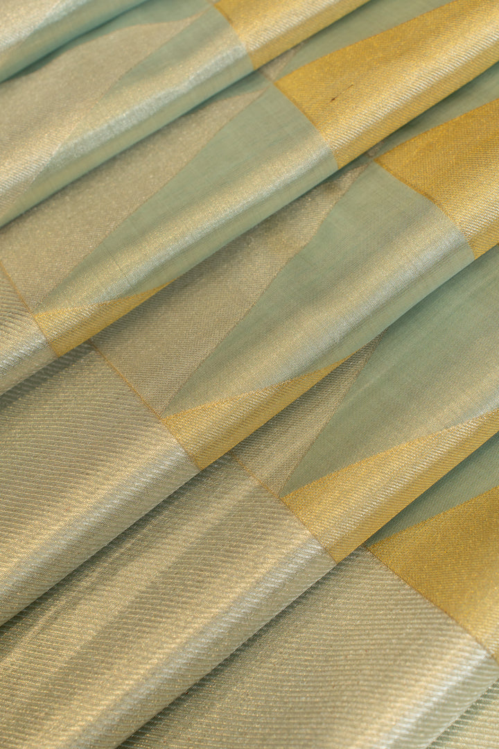 Pastel blue geometric tissue Kanchipuram silk saree
