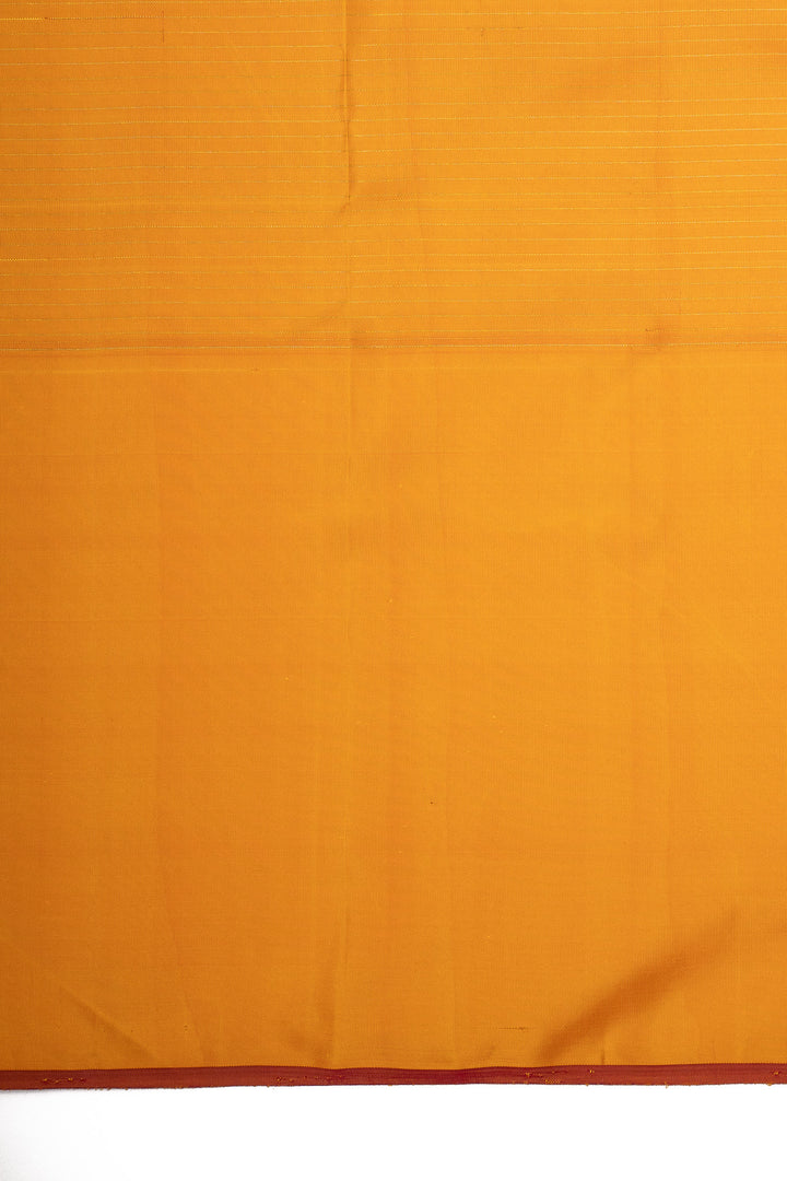Pearl white and yellow turning border pure kanchipuram silk saree