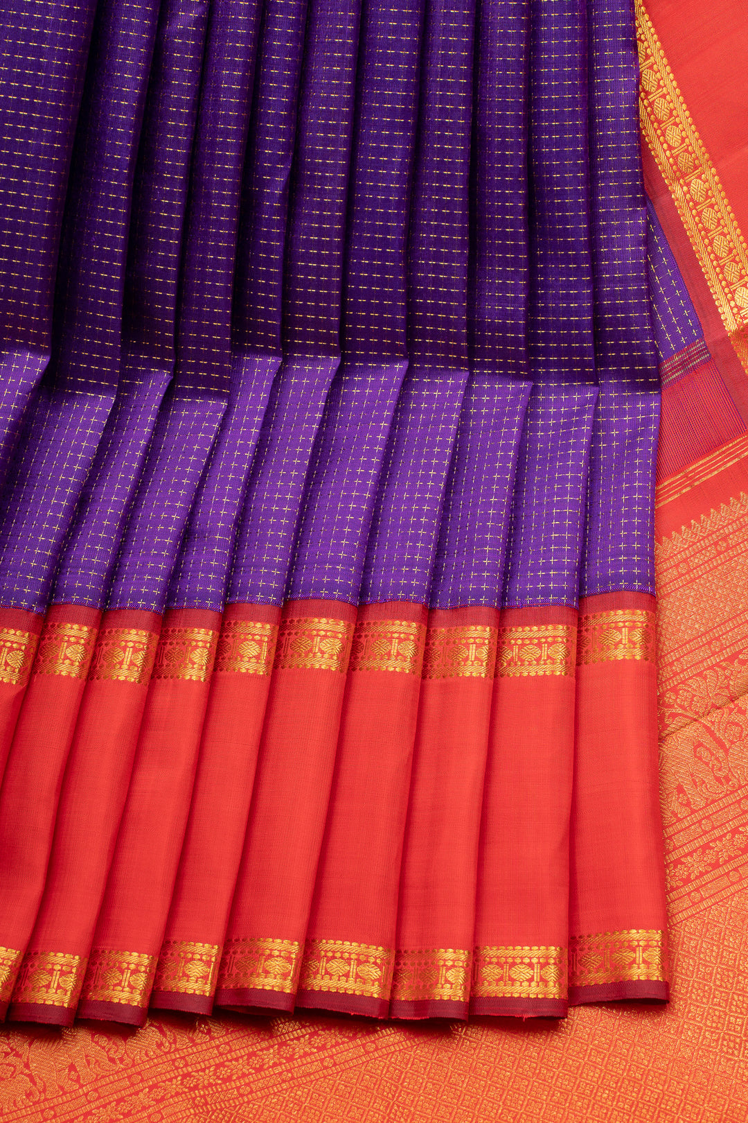 Purple and Red Plus Veldhari Pure Kanchipuram Silk Saree