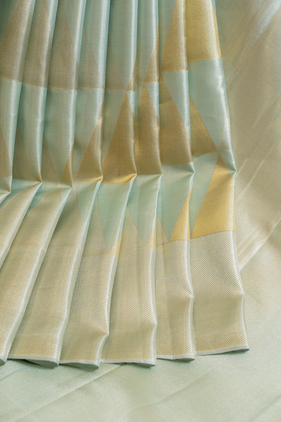 Pastel blue geometric tissue Kanchipuram silk saree