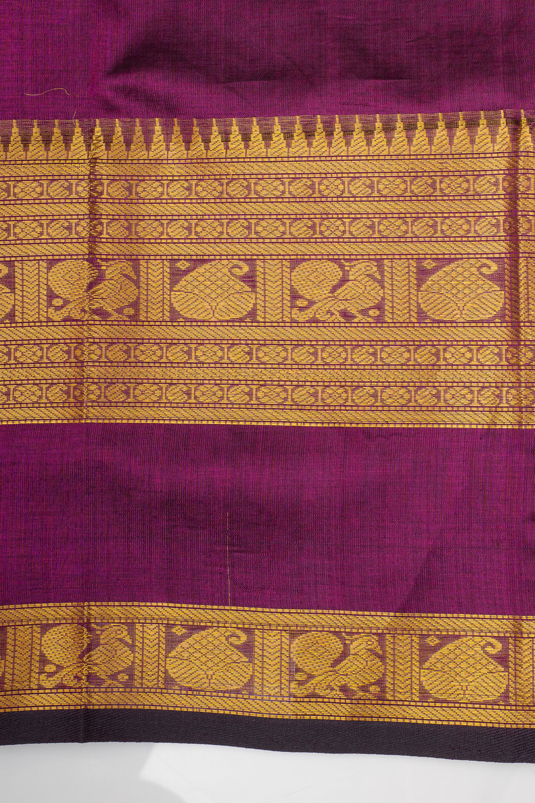 Purple Bird Motifs Pure Silk Cotton Saree