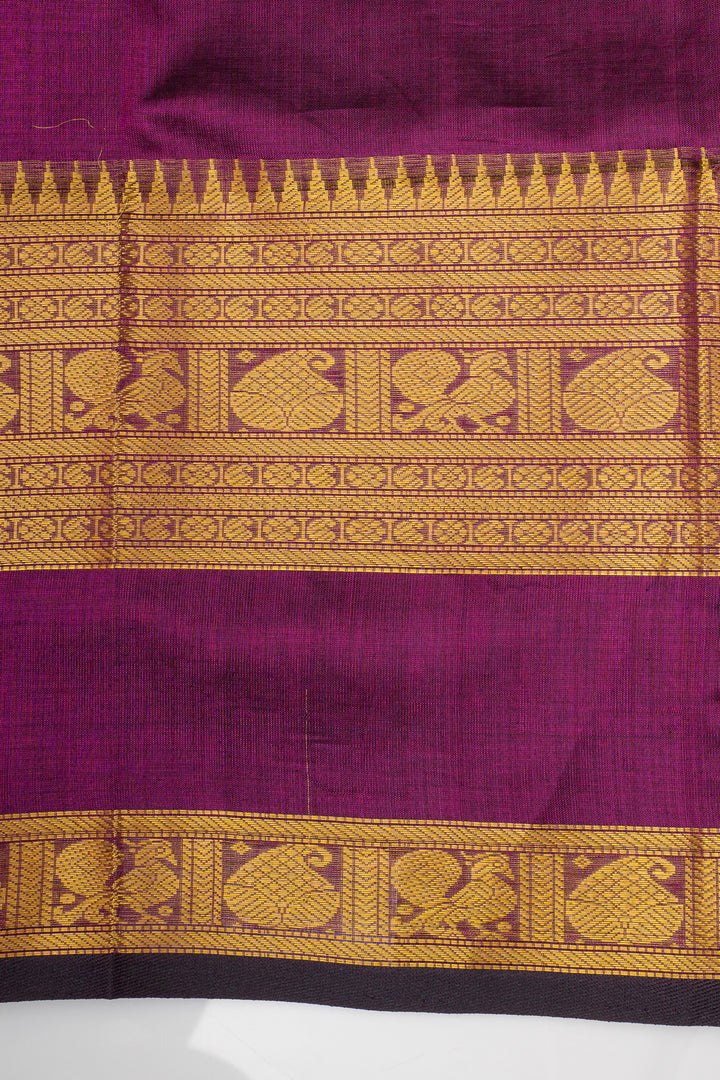 Purple Bird Motifs Pure Silk Cotton Saree