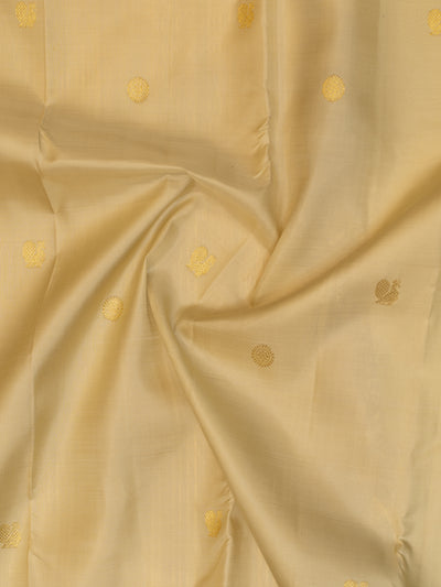 Off white and jamun korvai Kanchipuram pure silk saree