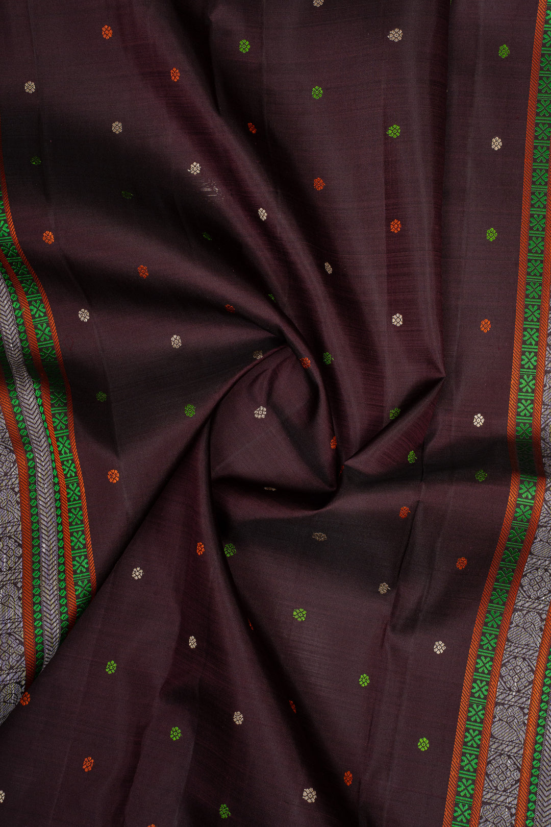 Off White Threadwork Linen Kanchipuram Saree