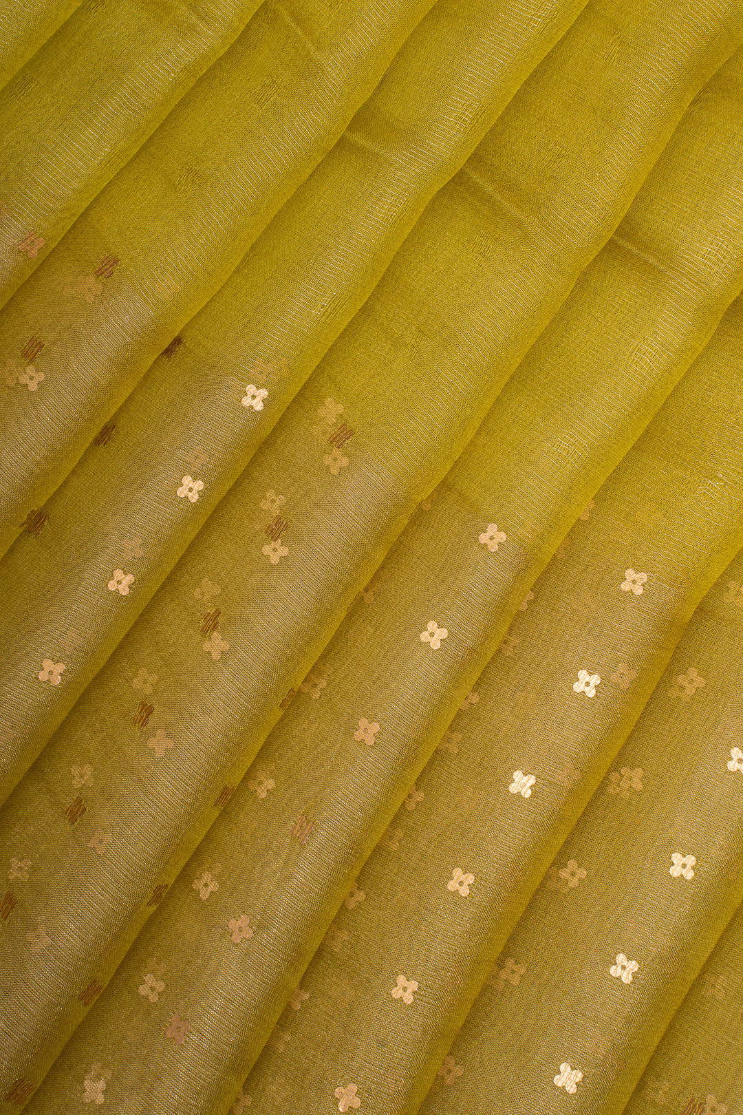 Yellow Sequins Pure Muslin Organza Pure Tussar Saree