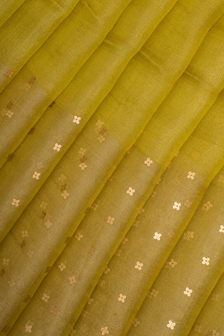 Yellow Sequins Pure Muslin Organza Pure Tussar Saree