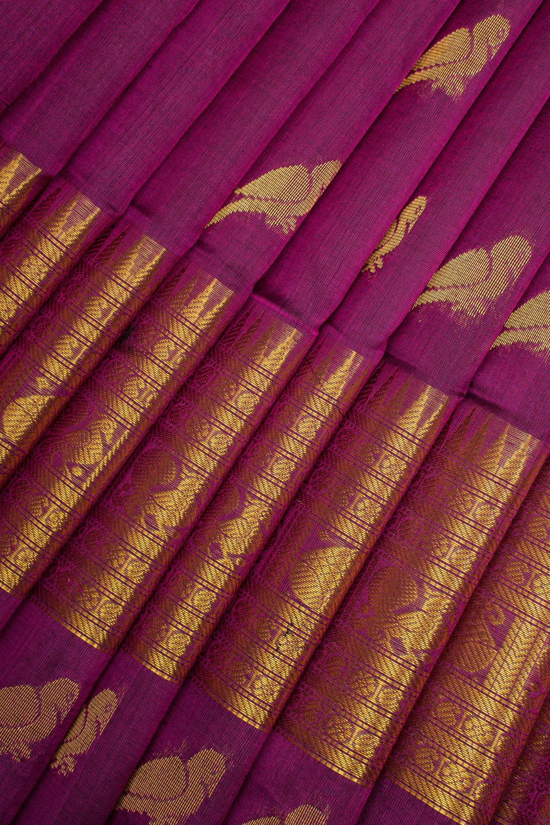 Purple Bird Motifs Pure Silk Cotton Saree