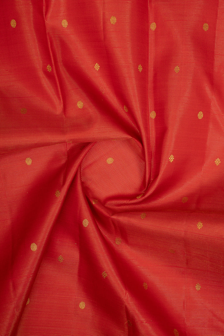 Peach Orange Vairaoosi Pure Kanchipuram Silk Saree