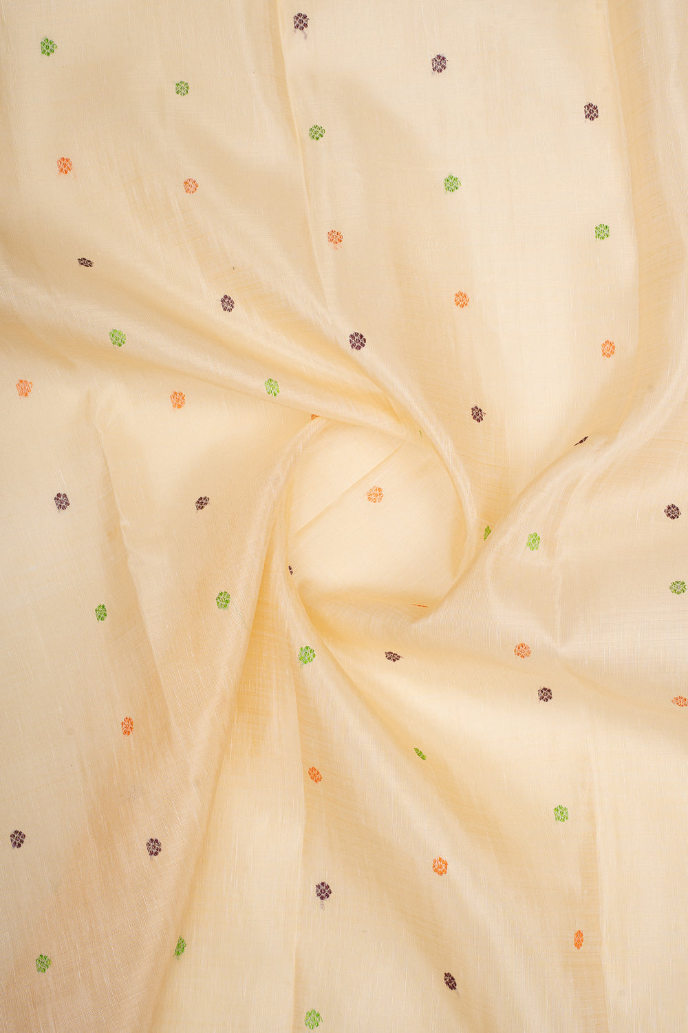 Off White Threadwork Linen Kanchipuram Saree