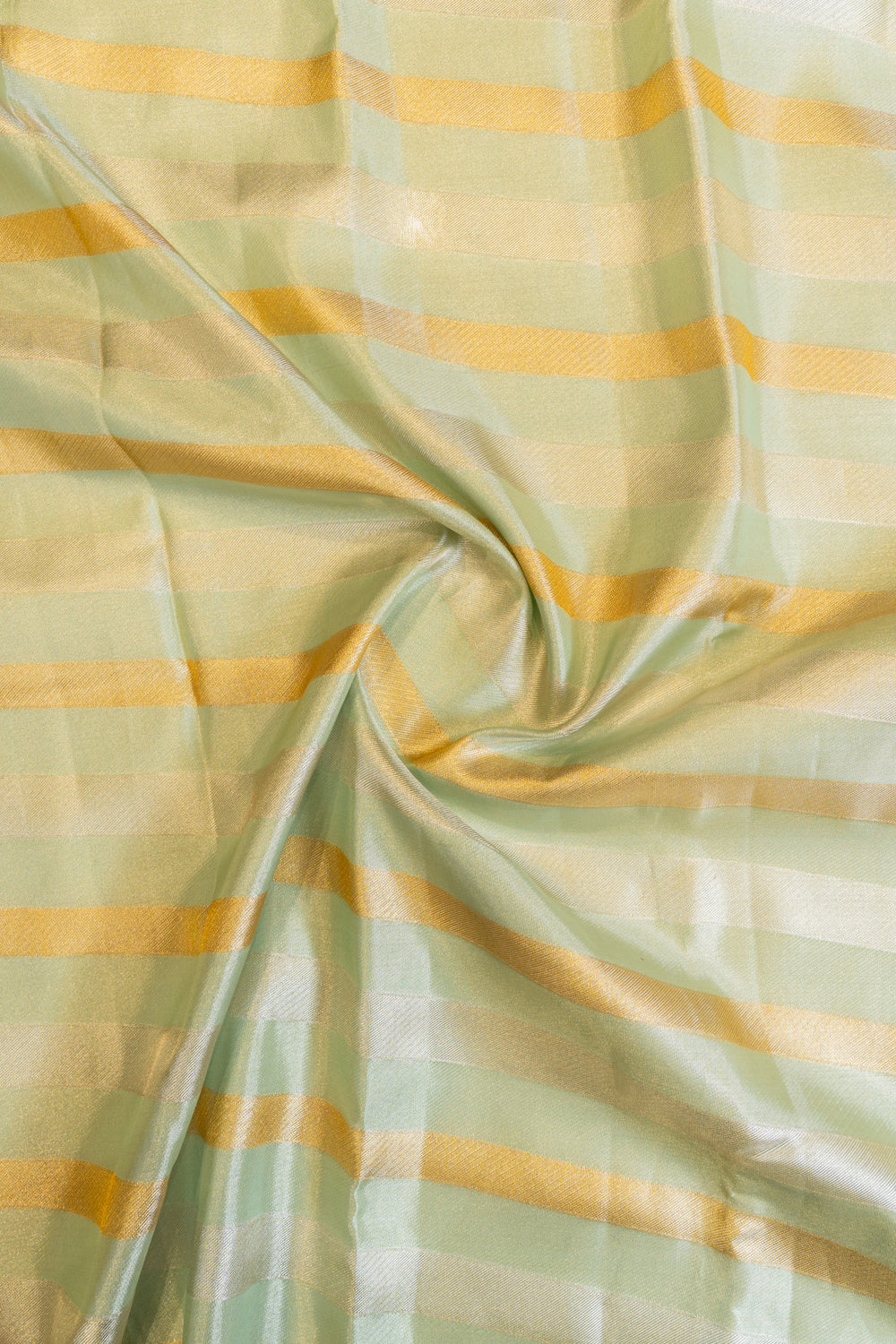 Mint green stripes tissue pure Kanchipuram silk saree