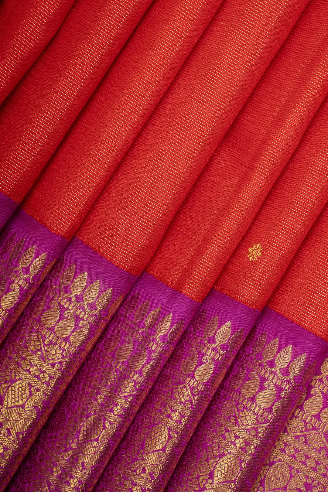 Peach Orange Vairaoosi Pure Kanchipuram Silk Saree