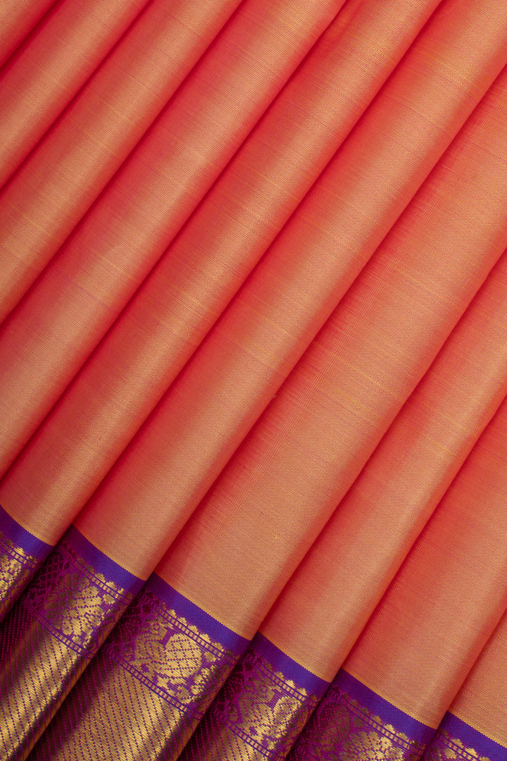 Peach Traditional Pure Kanchipuram Silk Saree