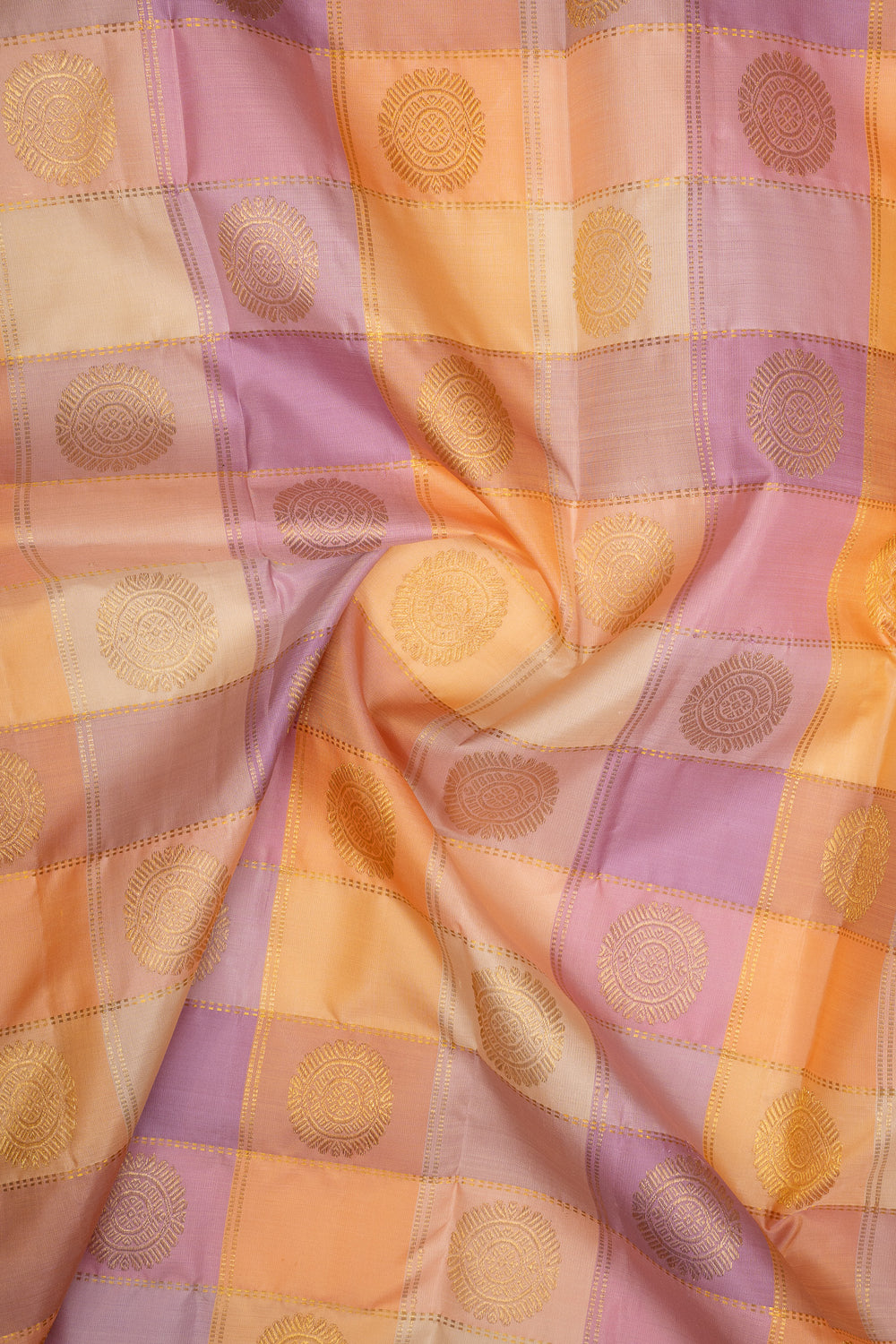 Pastel Palum pazhamum checks pure kanchipuram silk saree