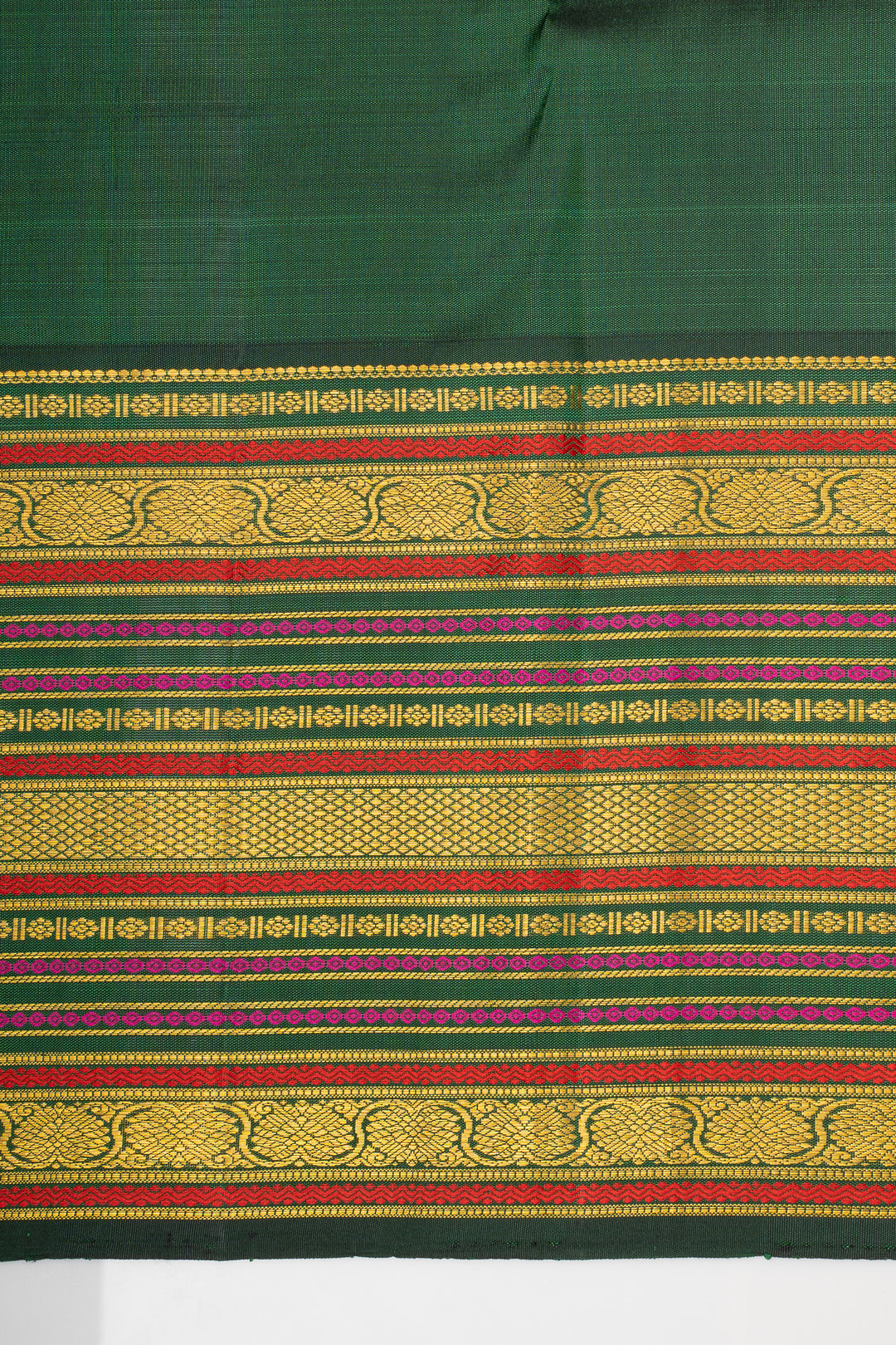 Chartreuse Green and Bottle Green Varisaipettu Pure Kanchipuram Silk Saree