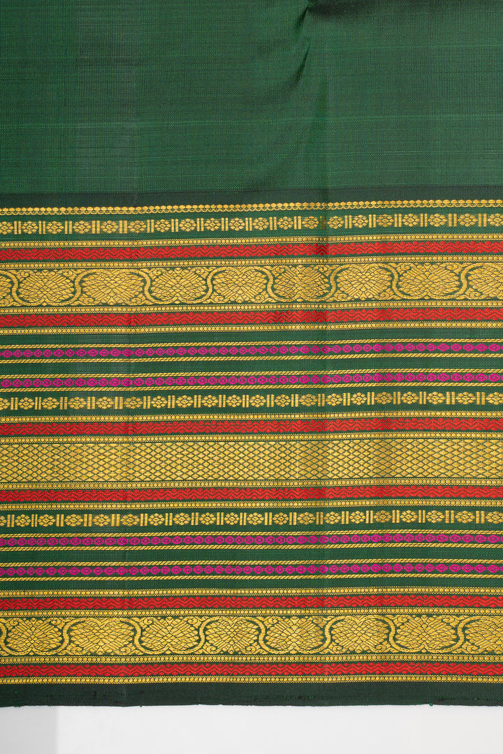 Chartreuse Green and Bottle Green Varisaipettu Pure Kanchipuram Silk Saree