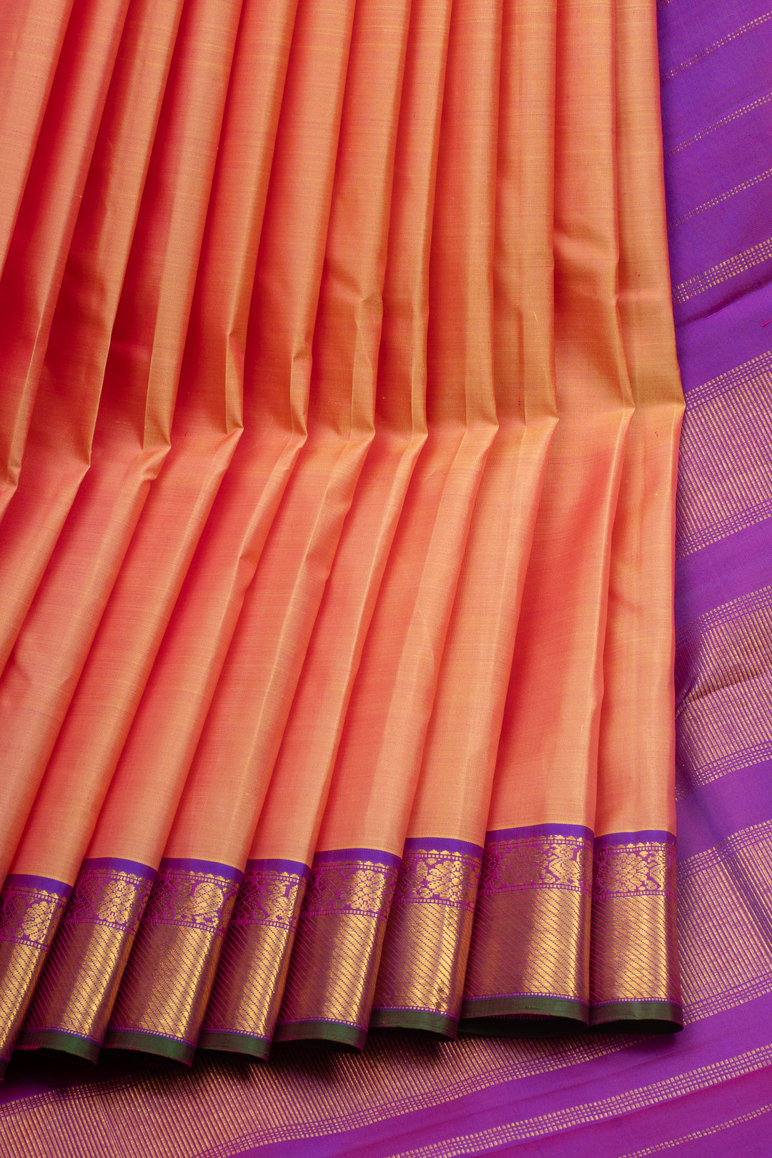 Peach Traditional Pure Kanchipuram Silk Saree