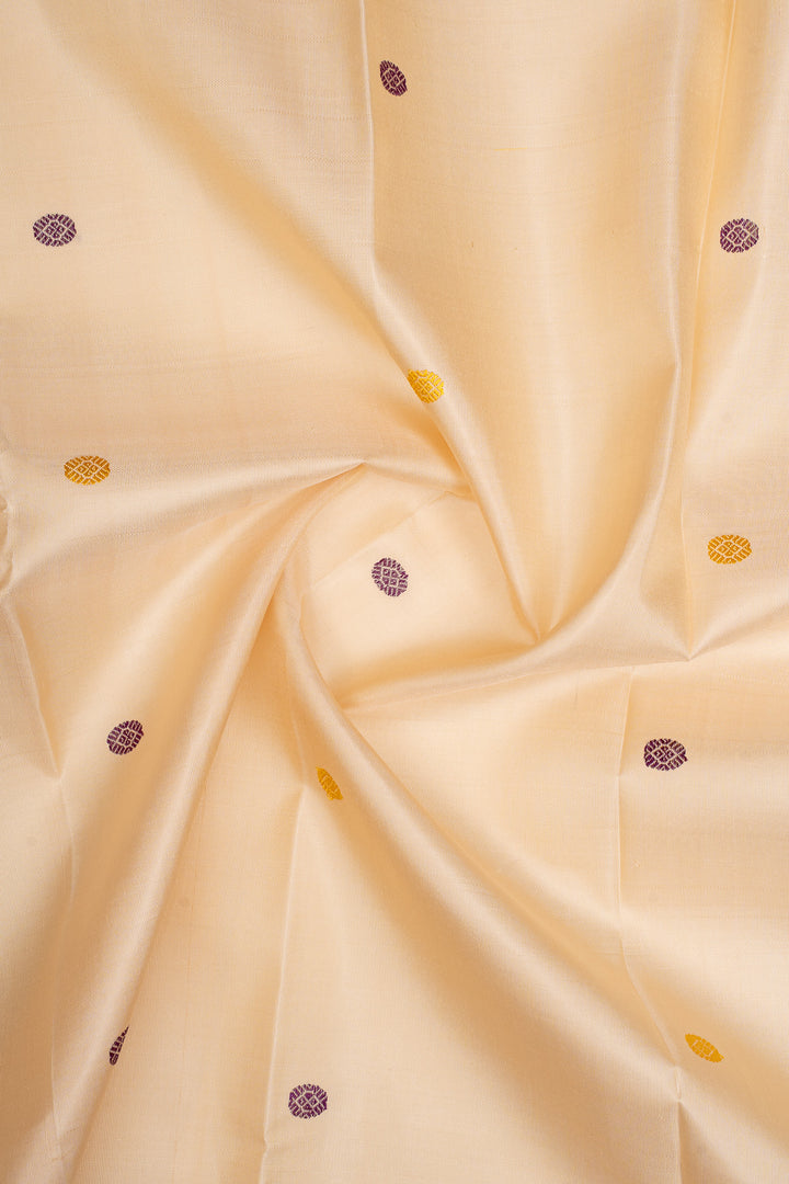 Beige Threadwork Pure Kanchipuram Silk Saree