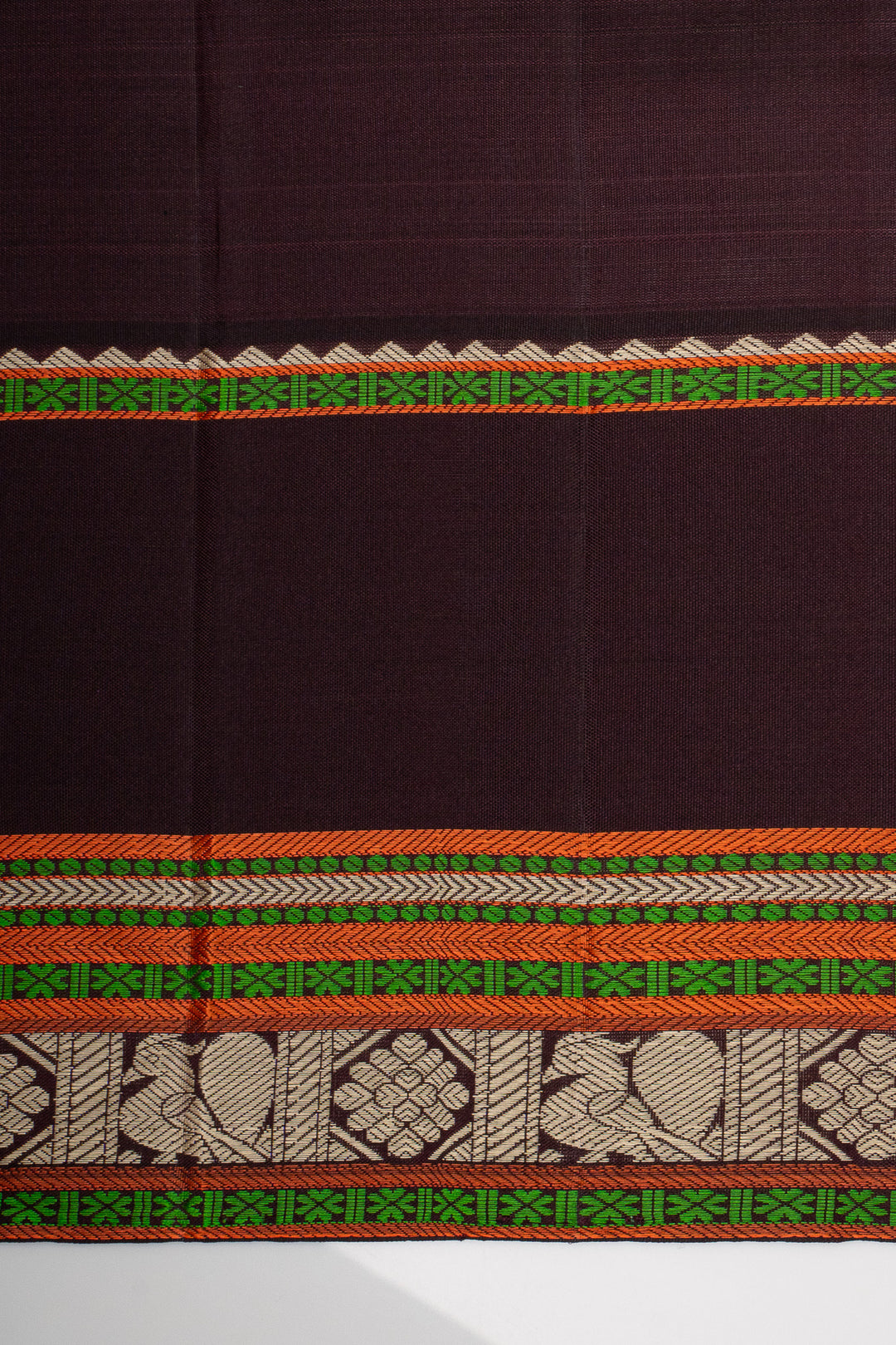 Off White Threadwork Linen Kanchipuram Saree