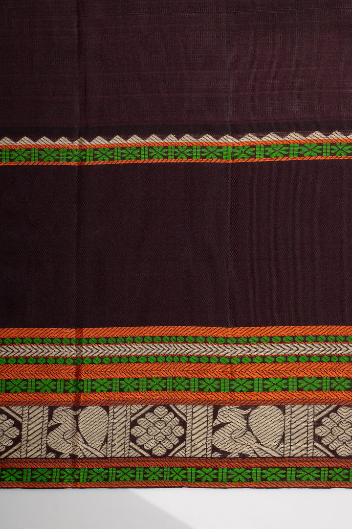 Off White Threadwork Linen Kanchipuram Saree