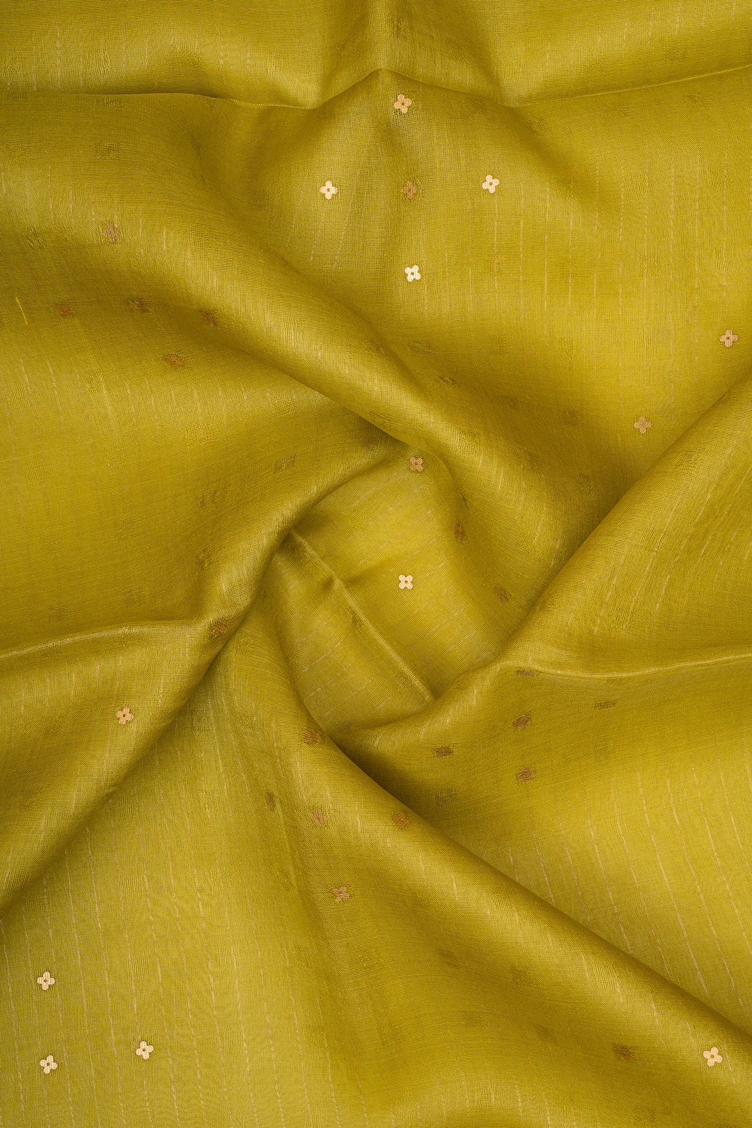 Lime Green Sequins Pure Muslin Organza Pure Tussar Saree