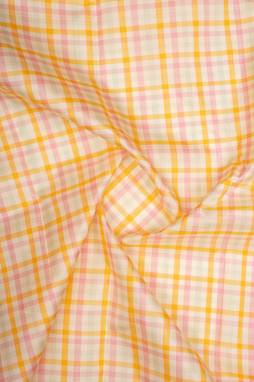 Pink Multi Checks Pure Kanchipuram Silk Saree