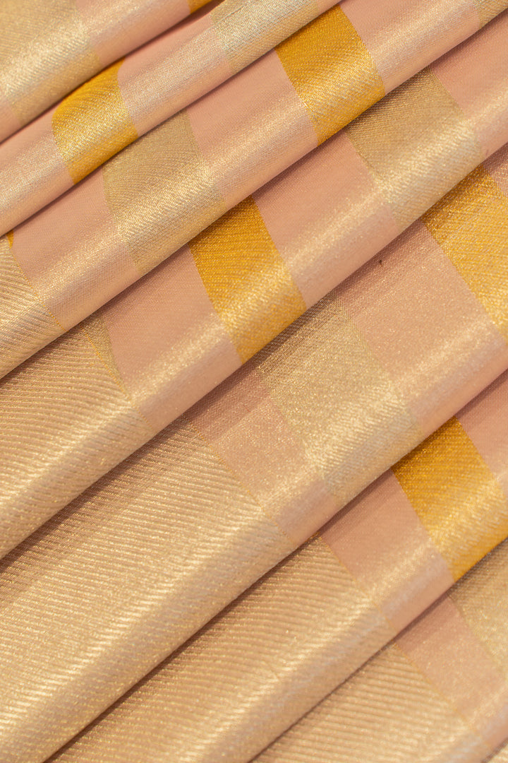 Onion Pink stripes tissue pure Kanchipuram silk saree