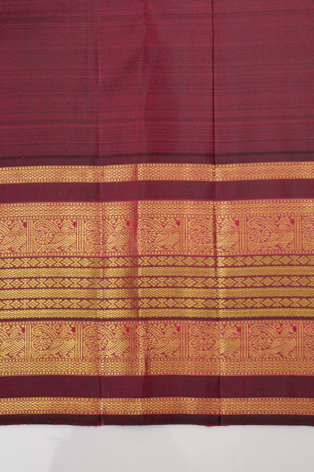 Mustard and Jamun Temple Border Pure Kanchipuram Silk Saree